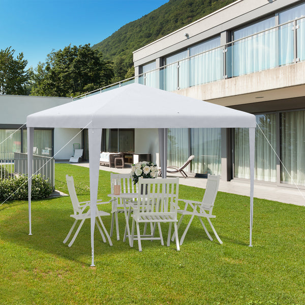 9' x 9' Portable Canopy Party Tent Gazebo Outdoor Sunshade for Weddings Parties with Dressed Legs, White