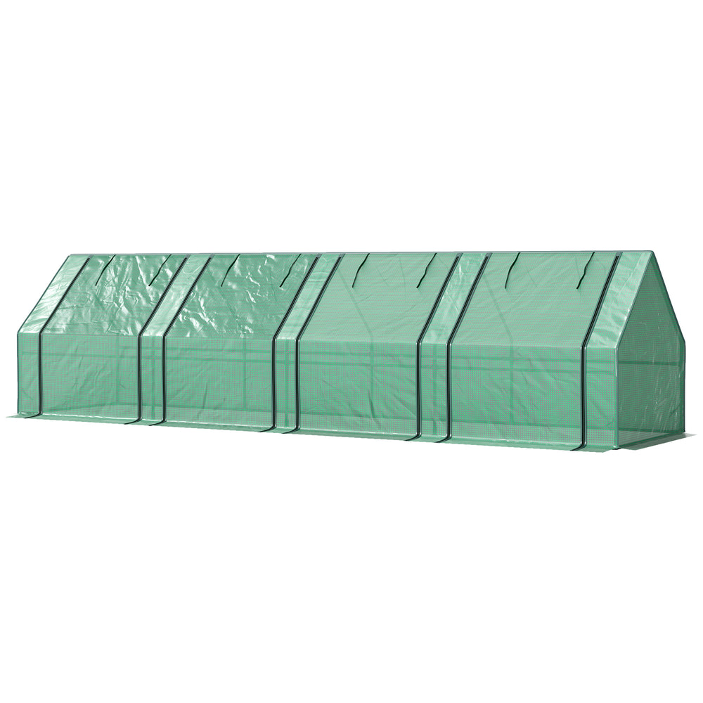 Mini serre tunnel portable verte pour la culture de plantes et fleurs, avec portes enroulables zippées