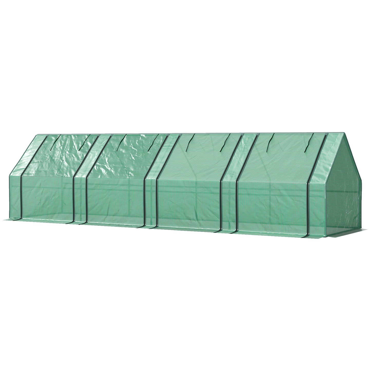 Outsunny Mini Portable Tunnel Greenhouse for Plants and Flowers, Warm Greenhouse with Zippered Roll-Up Doors, Green