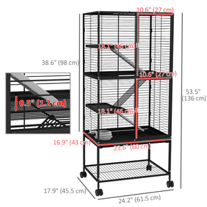 Cage à roulettes pour petits animaux, noir
