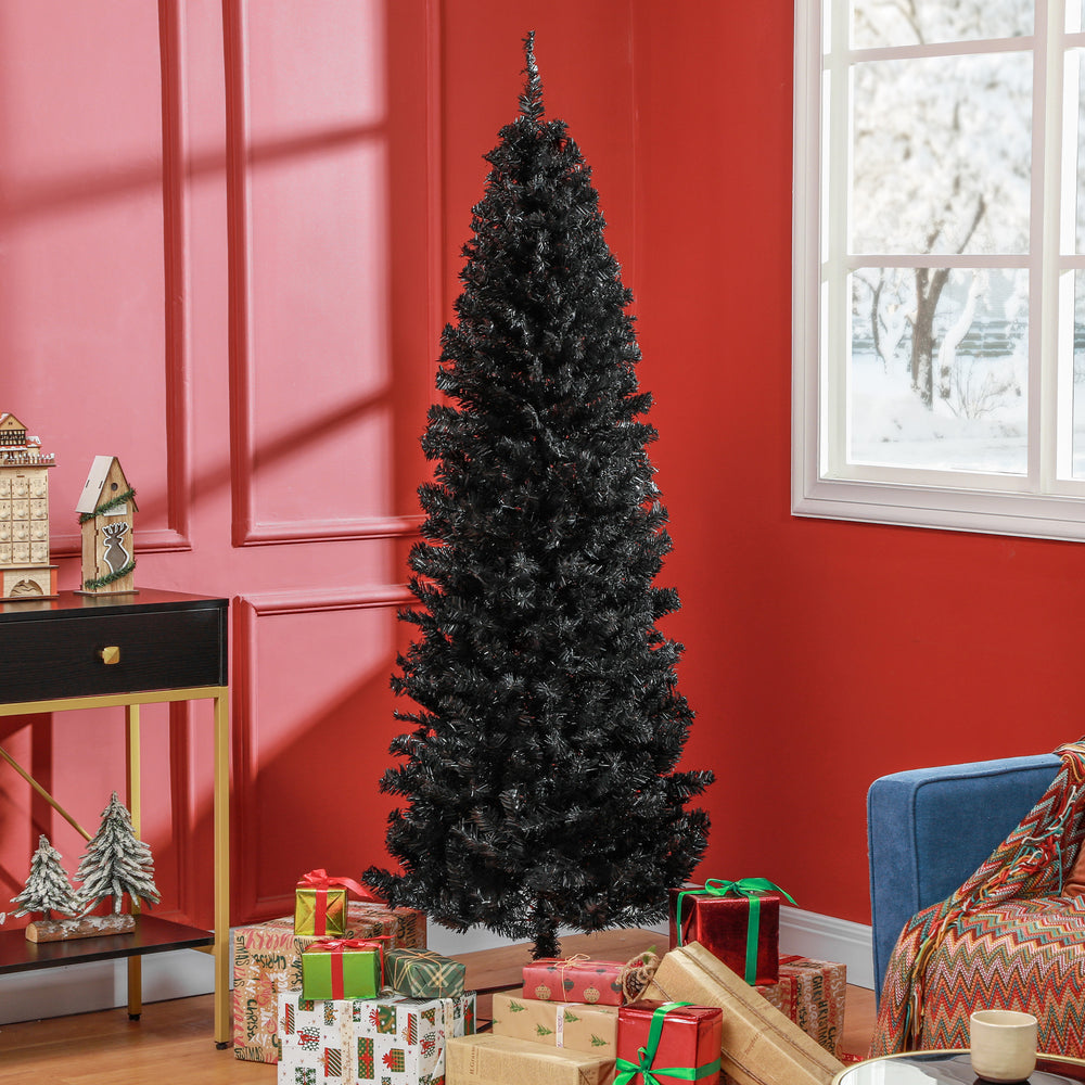 Sapin de Noël artificiel noir de 7 pieds avec ouverture automatique