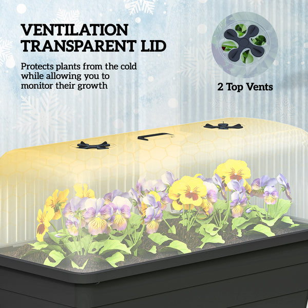 Jardinière surélevée à arrosage automatique avec couvercle transparent et ventilation