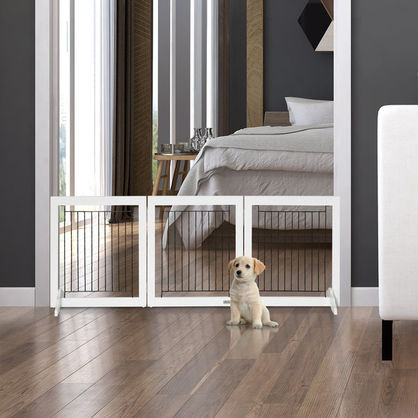 Barrière autoportante pliable avec 2 pieds de support, blanche