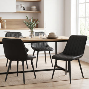 Ensemble de 4 chaises de salle à manger en similicuir avec pieds en métal, noir