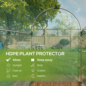 Plant protection tent with zippered door, green