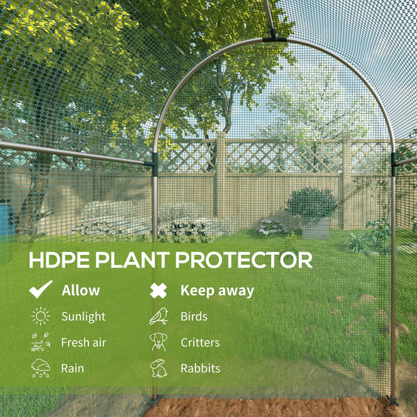 Plant protection tent with zippered door, green