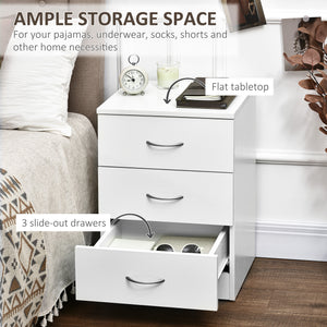 Lot de 2 tables de chevets modernes avec 3 tiroirs, blanc