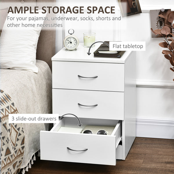 Lot de 2 tables de chevets modernes avec 3 tiroirs, blanc