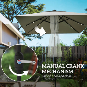Parasol de 9,7 pieds avec 22 lumières solaires LED et fonction inclinable, gris clair