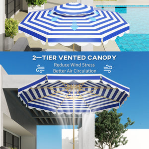 Parasol de 8,8 pieds avec manivelle, bleu