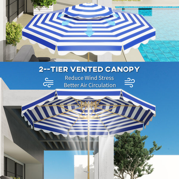 Parasol de 8,8 pieds avec manivelle, bleu