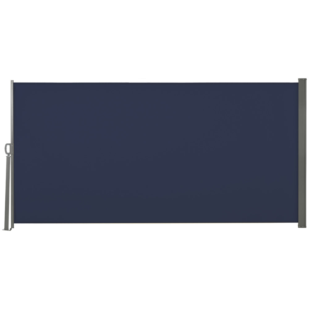 Store extérieur pliable latéral et rétractable, résistant aux UV et au vent, bleu foncé