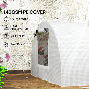 Portable mini greenhouse with 5 mesh windows and steel frame