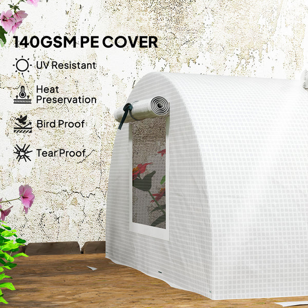 Portable mini greenhouse with 5 mesh windows and steel frame