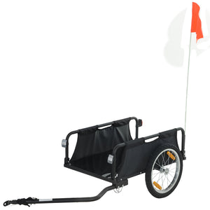 Remorque cargo pour vélo avec roues pneumatiques 16" à démontage rapide, drapeau rouge