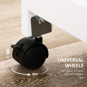 Rolling kitchen trolley with wooden top and drawer, white