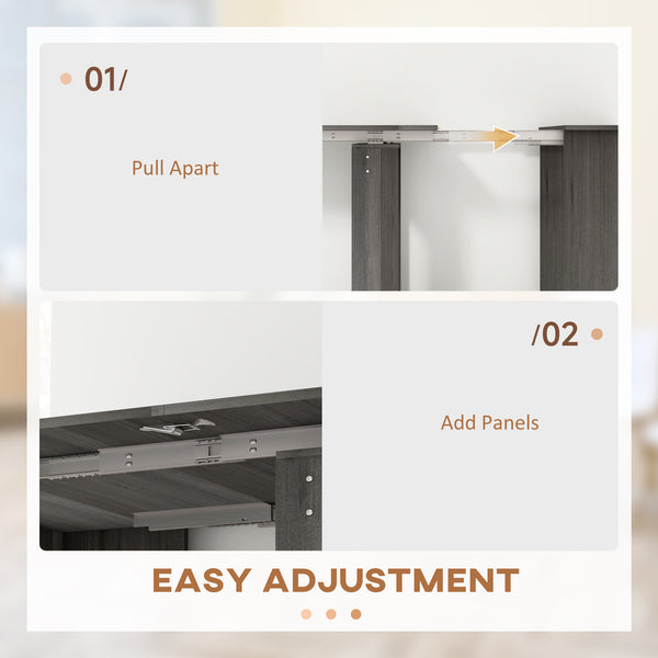Table pliante et extensible, table de cuisine pour petits espaces, jusqu'à 6 personnes, gris