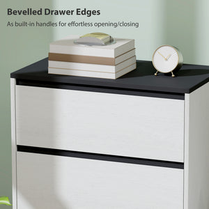 High chest of drawers with 4 drawers - white wood effect.
