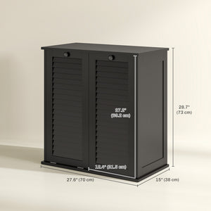 Armoire panier à linge basculant avec 2 paniers et 2 portes persiennes, noir