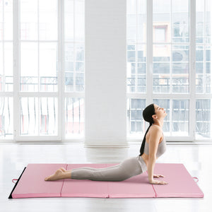 Tapis de gymnastique pliable 1,22 m x 2,42 m x 5 cm avec poignées de transport, rose