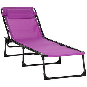 Chaise longue pliante avec appui-tête, violet