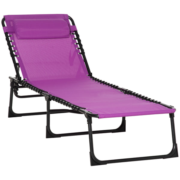 Chaise longue pliante avec appui-tête, violet