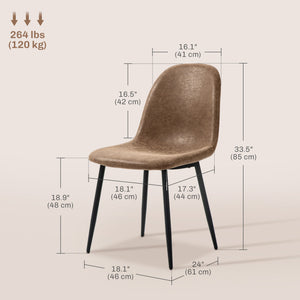 Lot de 4 chaises de salle à manger rétro rembourrées en cuir synthétique