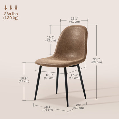 Lot de 4 chaises de salle à manger rétro rembourrées en cuir synthétique