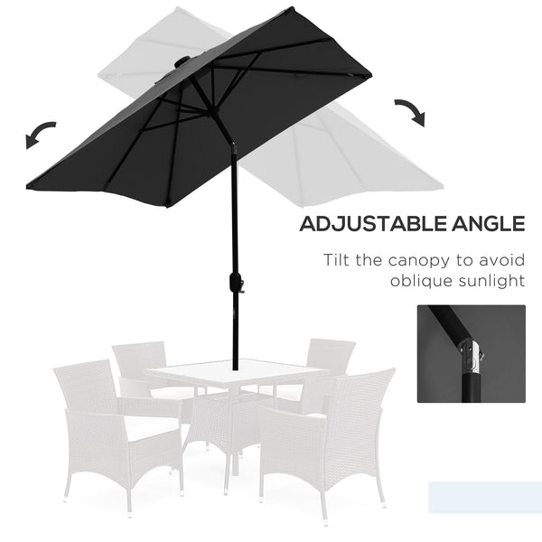 9.7-foot patio umbrella with 22 solar LED lights and tilt, dark gray