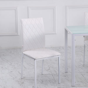Set of 4 Modern White Faux Leather Upholstered Dining Chairs