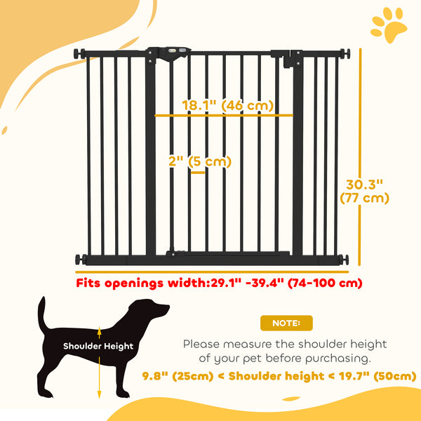 Barrière pour animaux de compagnie avec porte, noire