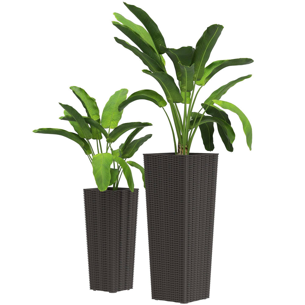 Lot de 2 grandes jardinières pour plantes d'extérieur avec trous de drainage, pots de fleurs d'extérieur