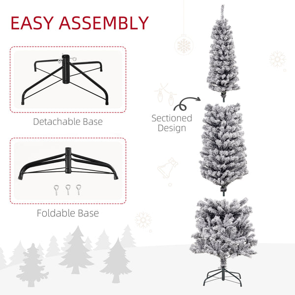 Sapin de Noël givré de 7,5 pieds en fome de crayon