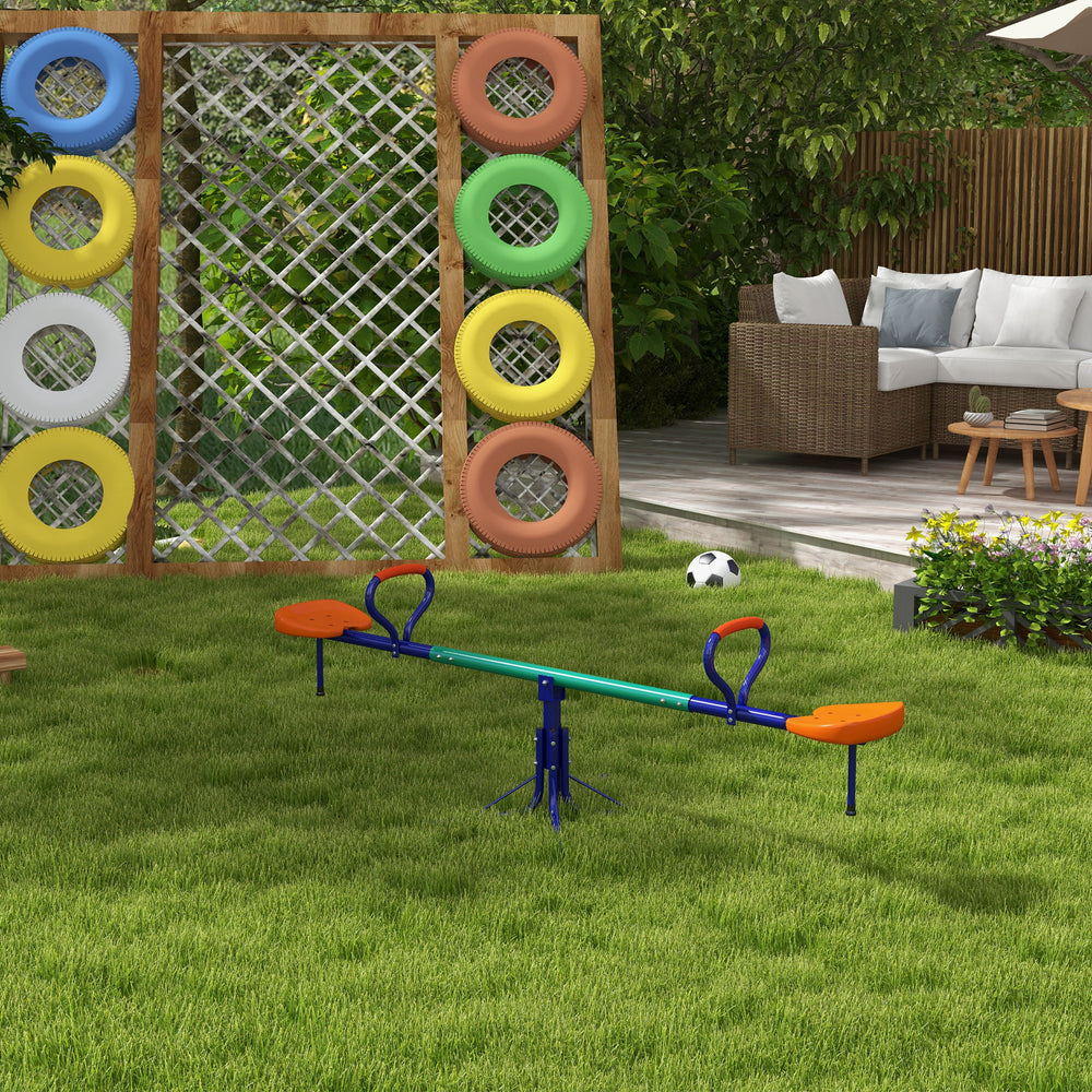 Kids Seesaw Swivel with 360 Degrees Rotating, Outdoor Playground Equipment for Backyard, Playground, Multicoloured