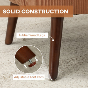 Fauteuil d'appoint moderne rembourré avec pieds en bois massif, orange