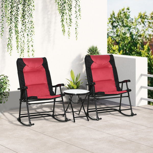 3-piece folding bistro set with rocking chairs