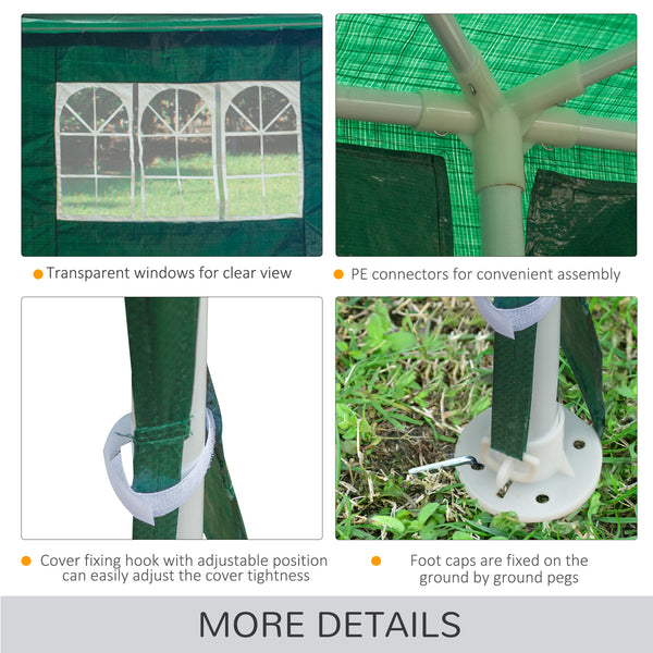 10' x 29' Canopy Tent, Party Tent with Sidewalls and Large Transparent Windows for Garden, Backyard, Outdoor, Green