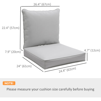 Coussins de chaise de patio épais et profonds pour siège d'extérieur avec coussin de dossier, gris clair