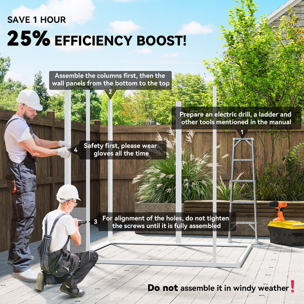 Abri de jardin en plastique avec plancher, fenêtre, portes verrouillables et aérations