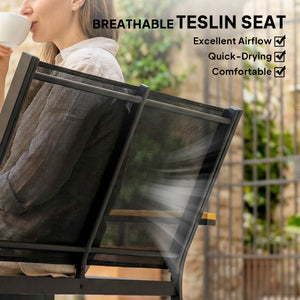Ensemble de mobilier de jardin 4 pièces avec canapé et table basse en verre trempé, noir.