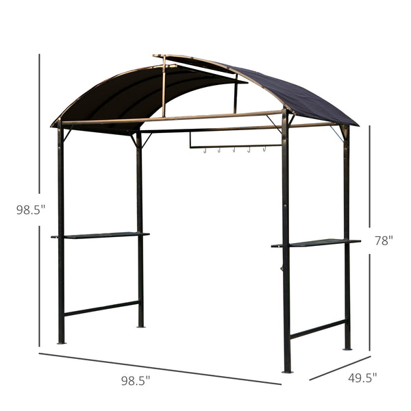Gazebo pour barbecue avec structure métallique, arche et pare-soleil