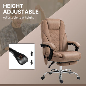 Massage office chair with adjustable height and footrest, brown