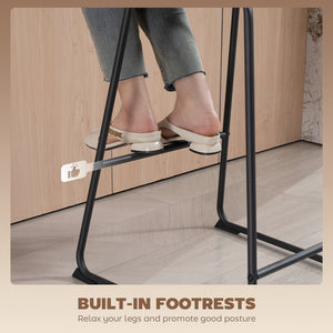 Ensemble de 2 tabourets de bar modernes en similicuir, hauteur comptoir, noir