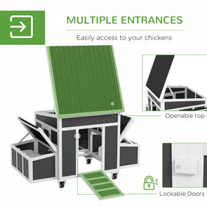 Wooden Chicken Coop with Nesting Box for 6 Chickens, Dark Grey