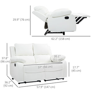 Canapé inclinable manuel en cuir synthétique avec repose-pieds, blanc