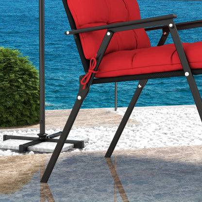 Coussins de rechange pour chaise de patio d'extérieur avec attaches, capitonnés, lot de 2, rouge