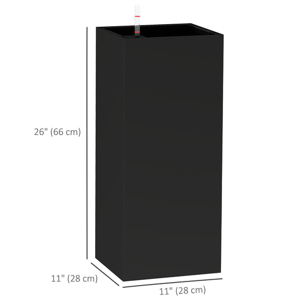 Lot de 2 jardinières avec indicateur de niveau d'eau, noir